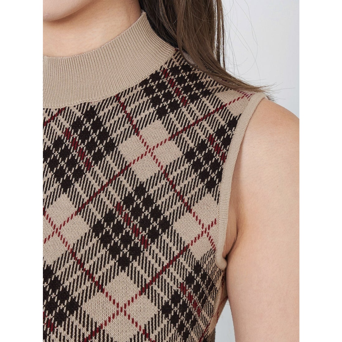 ダーリッチ Darich チェックジャガードノースリニットミニワンピース