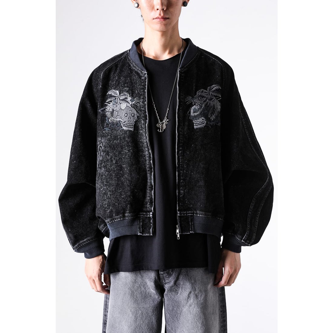 ダブレット doublet Flocked Denim Souvenir Jacket （Balck） -FASCINATE