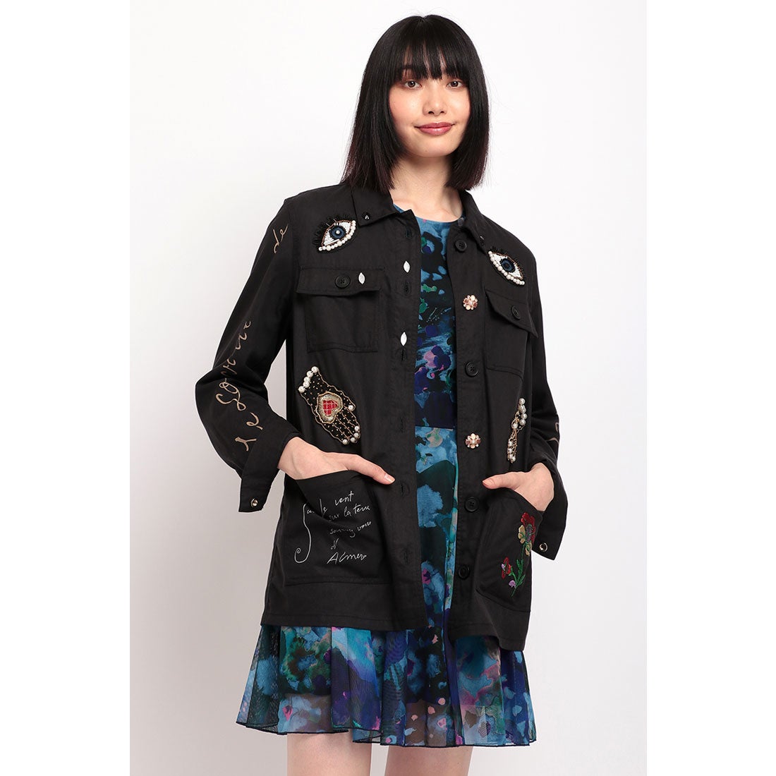 デシグアル Desigual 刺繍&メッセージ入りレディースモッズジャケット