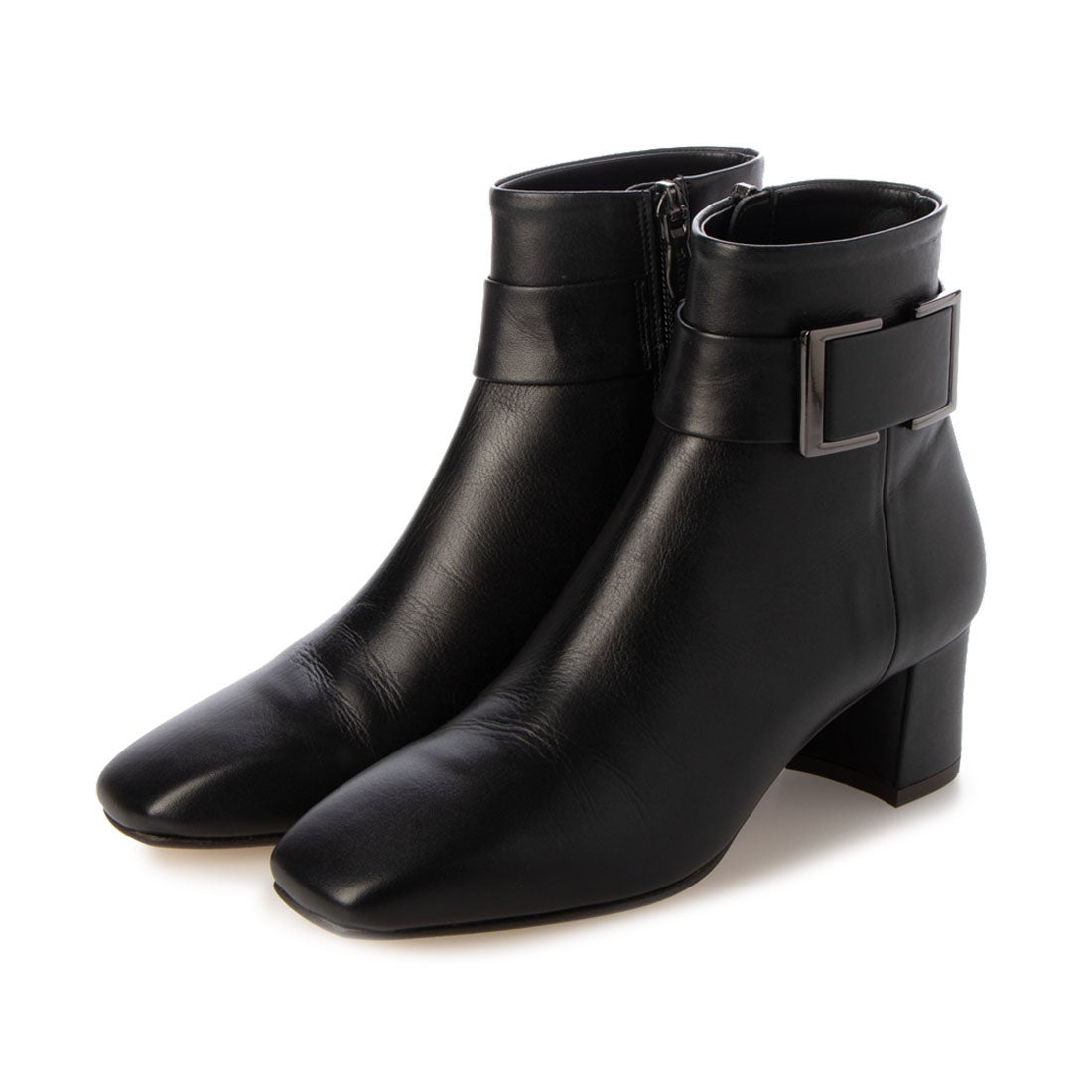 ダイアナ DIANA ミドルヒールショートブーツ （黒カーフ