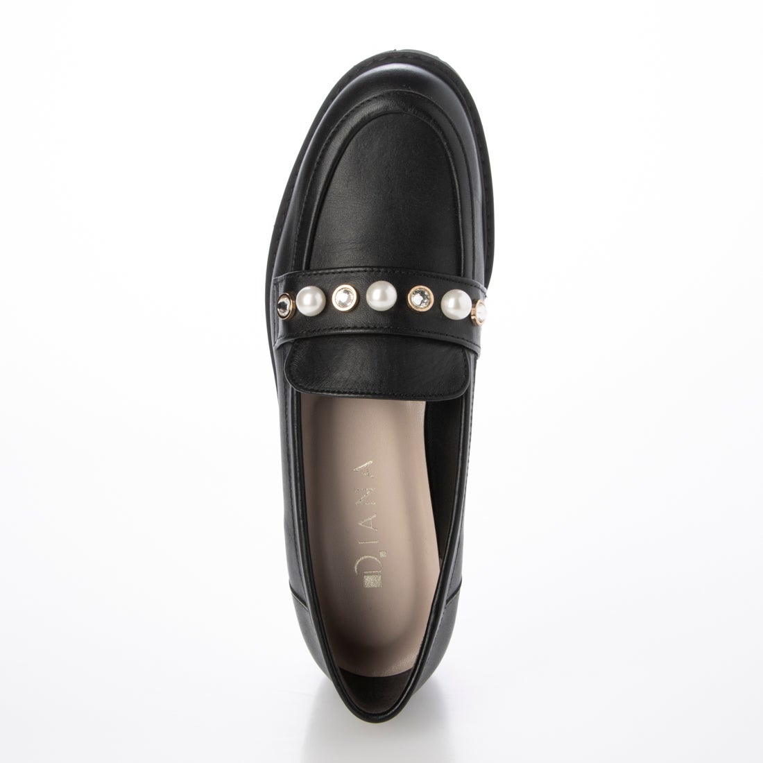 ダイアナ DIANA パール×ビジューローファー （黒カーフ