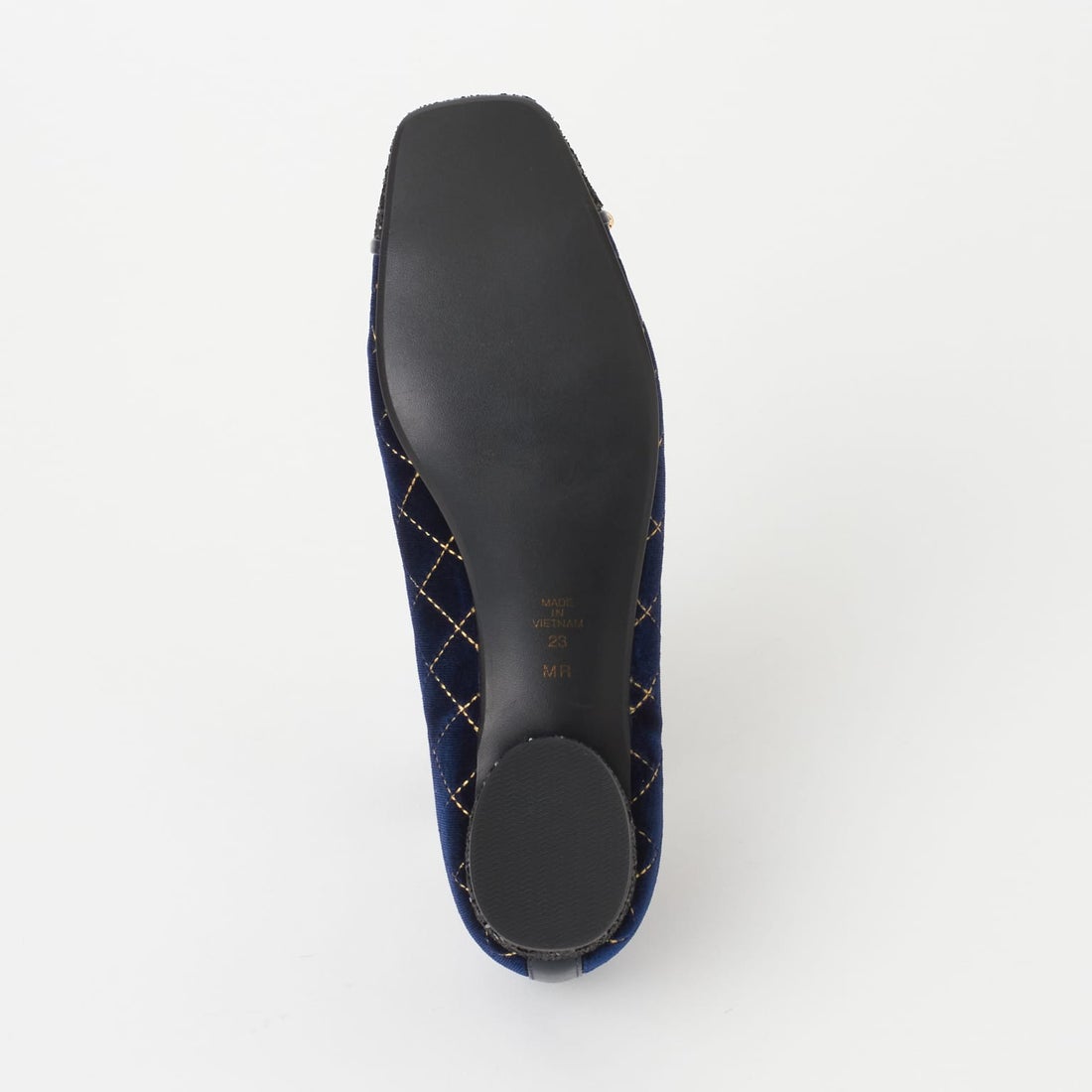 ダイアナ DIANA キルティングローヒールパンプス （ダークブルー生地