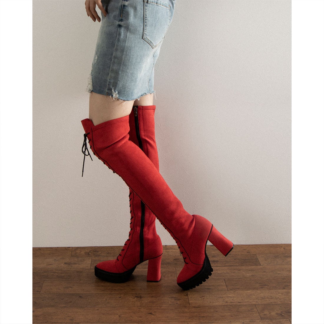 ダイアナ DIANA ニーハイブーツ FA69200 （黒ストレッチ