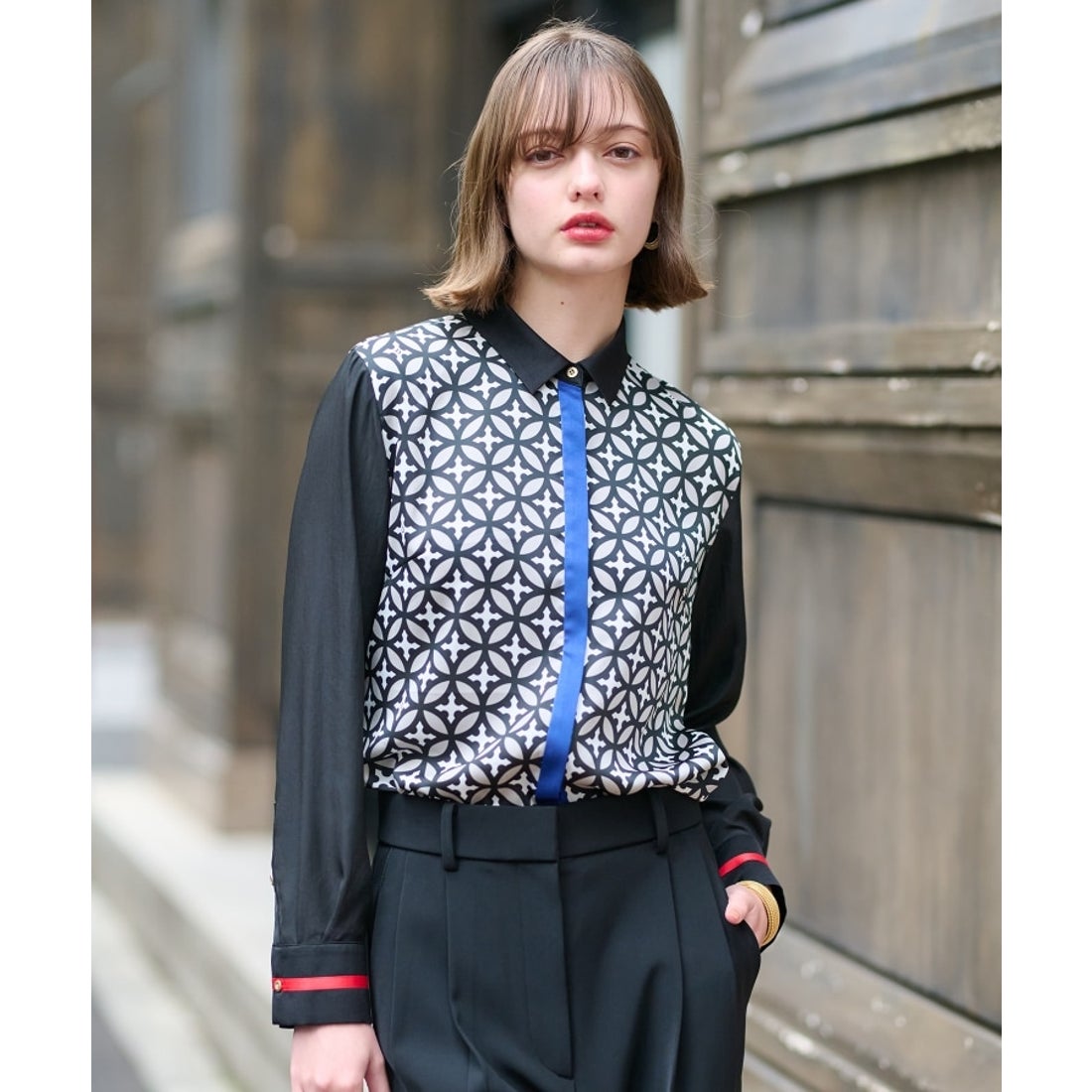 ドレステリア DRESSTERIOR オーバーラップサークルシャツ （グレージュ