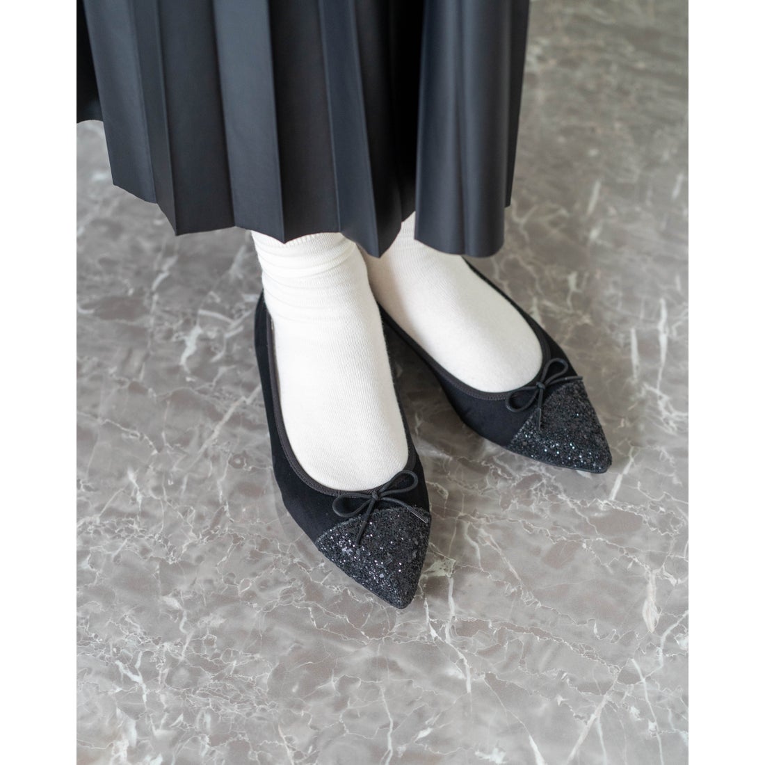 フラットバレエシューズ （ブラック スエード） -Emma Francis / エマ