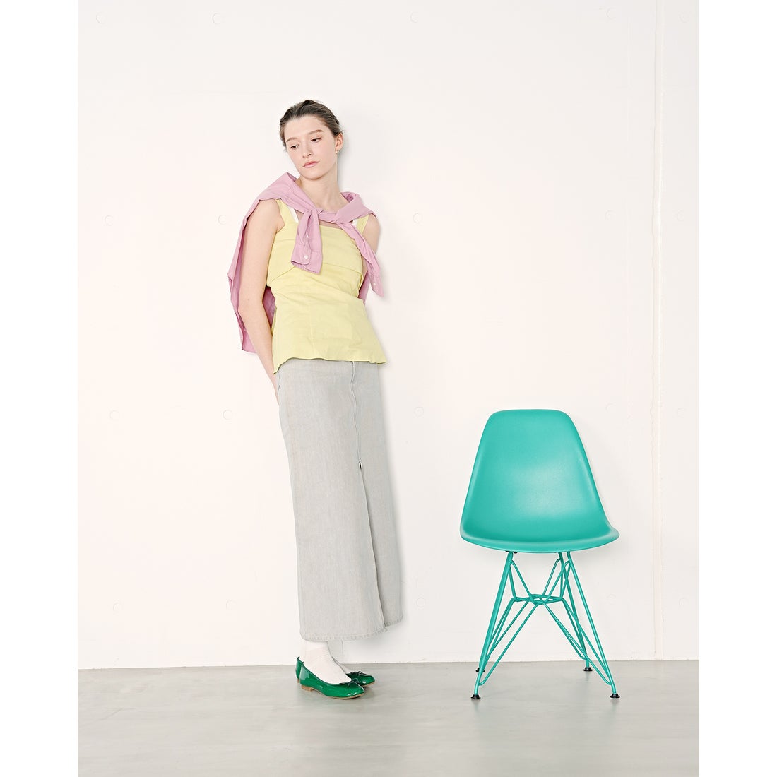 レイン対応】フラット バレエシューズ （グリーン エナメル） -Emma