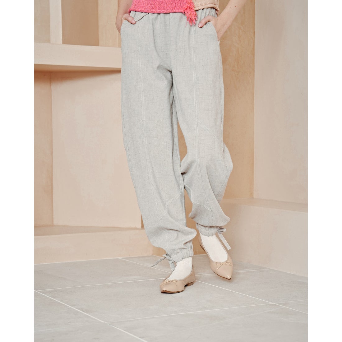 レイン対応】フラットバレエシューズ （ベージュ エナメル） -Emma