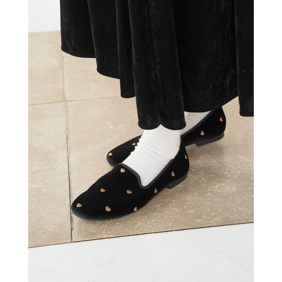 フラット オペラシューズ （ブラック ベルベット） -Emma Francis