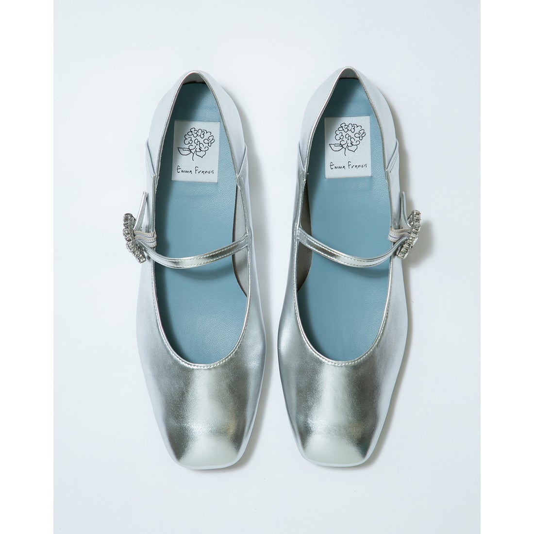 フラット ストラップ メリージェーン （シルバー マイラー） -Emma