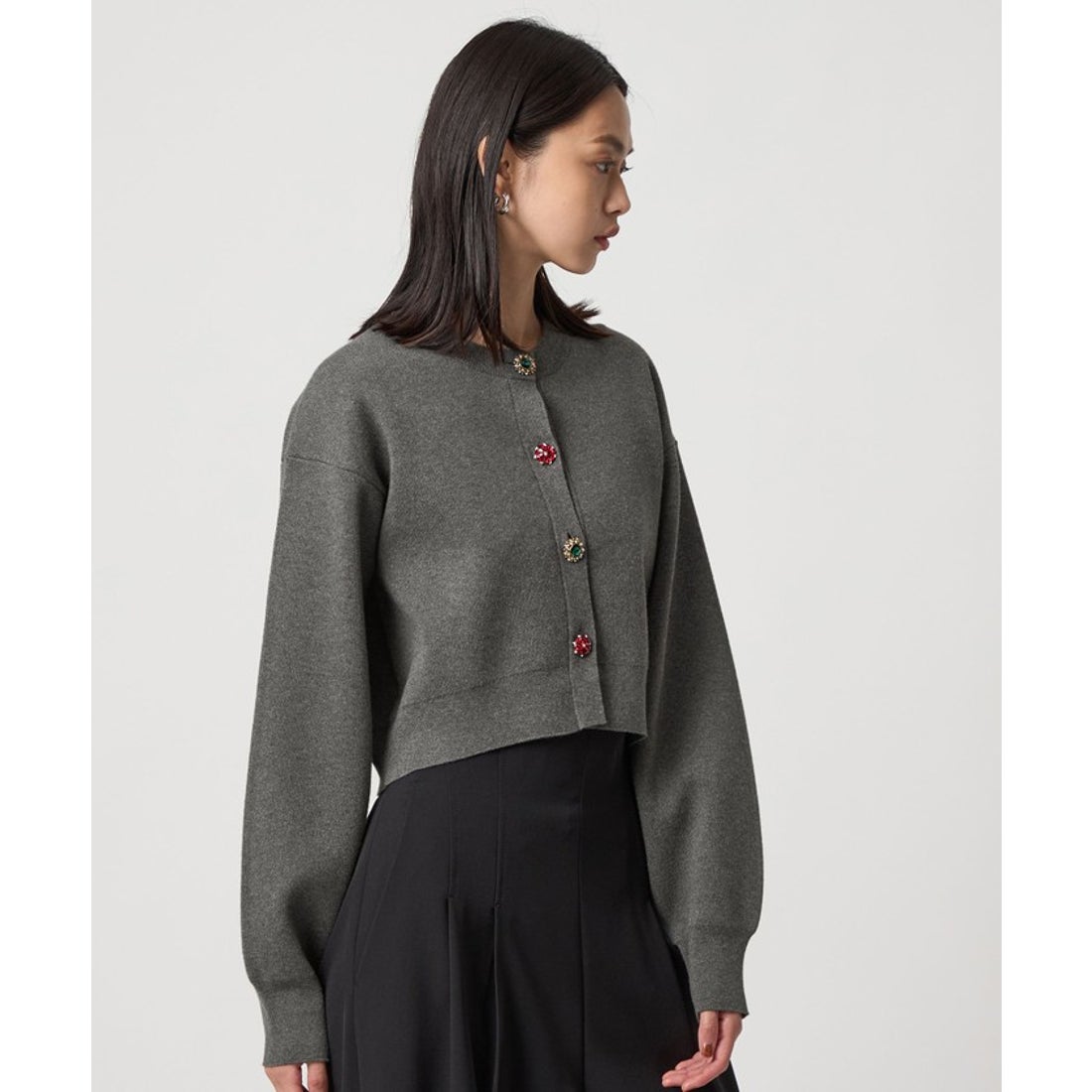 EMMEL REFINES＞EM HW ビジュー ミニ カーディガン （NAVY