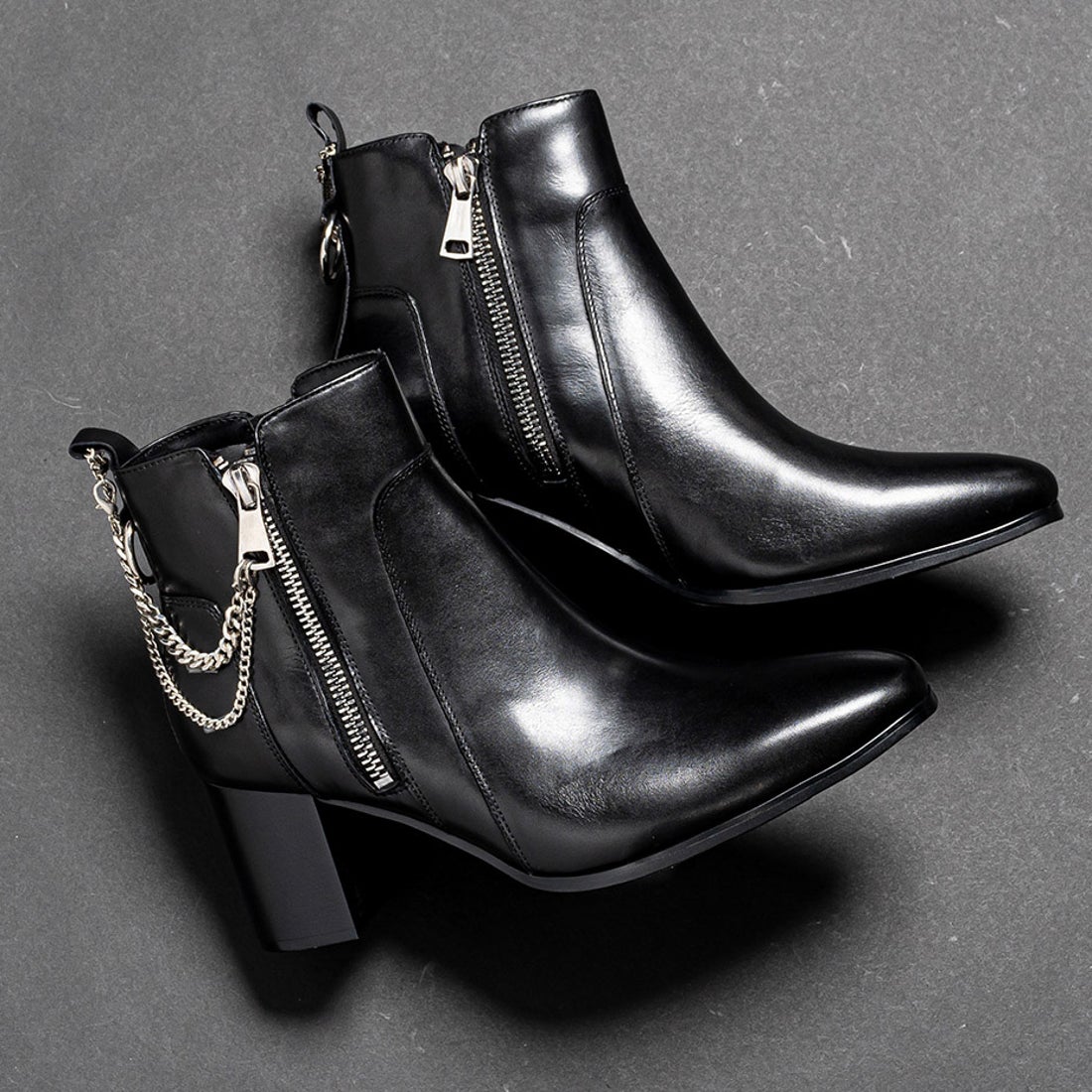 エンデヴァイス endevice 2連チェーン レザー ハイヒールブーツ