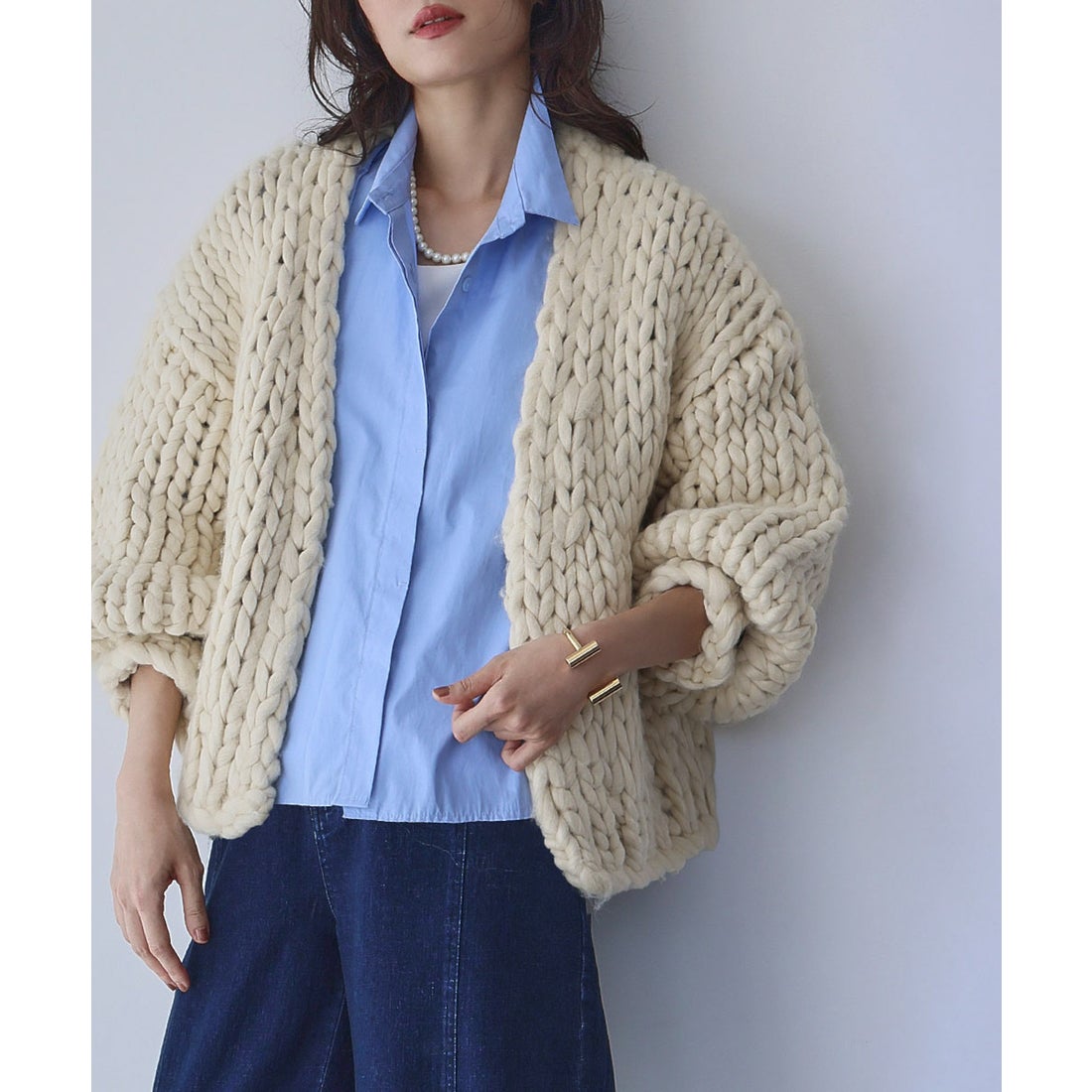 エルフランク ELFRANK ざっくり編み チャンキーニット カーディガン