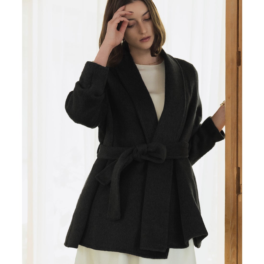 エルフランク ELFRANK 【ウール90％＋アルパカ10％】ショールカラー