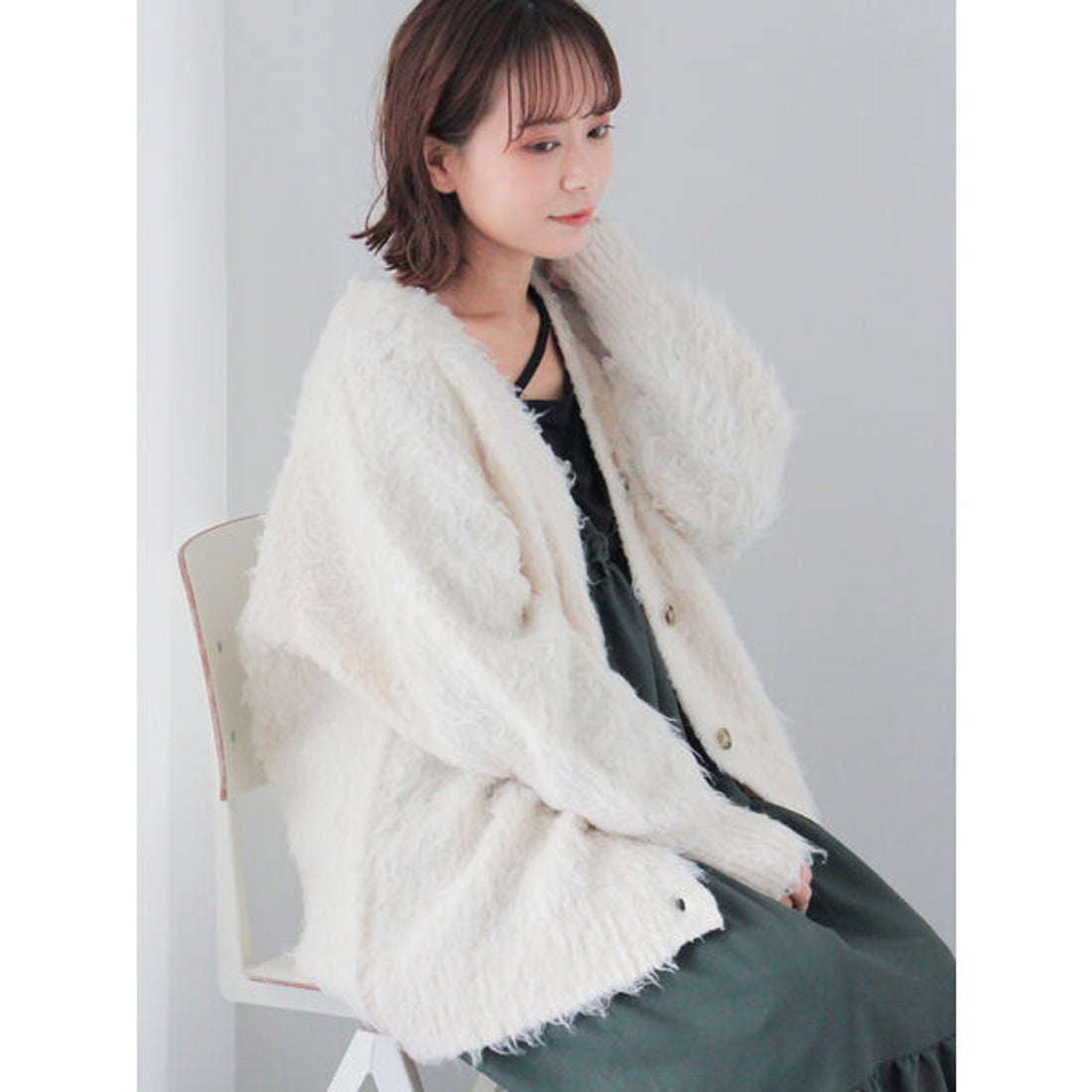 エヘカソポ ehka sopo Vネックモンスターカーディガン （ミント