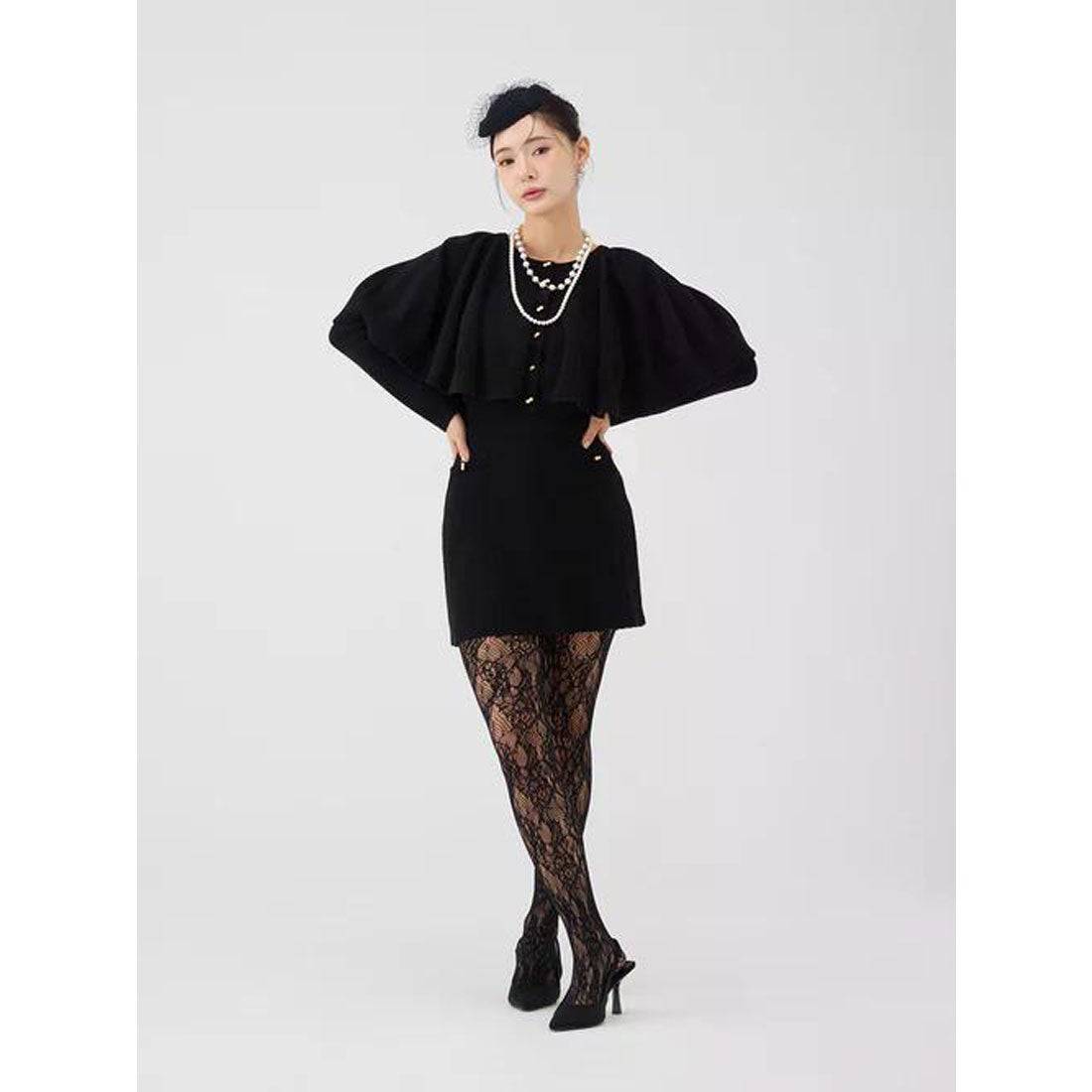 エイミーイストワール EIMY ISTOIRE ケープデザインニットワンピース