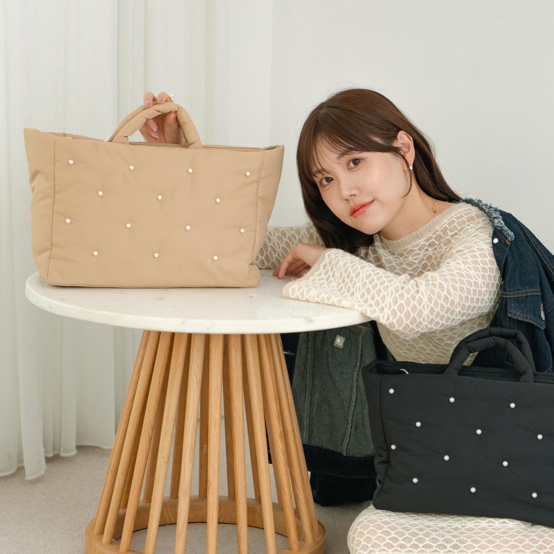 &EVOL/イーボル】【撥水・A4/PC対応】×shiho コラボパールバック