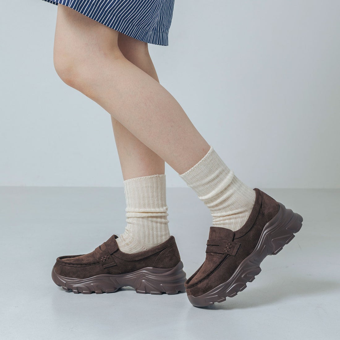 EVOL/イーボル】 【S-LLサイズ展開・軽量】スニーカーソールローファー