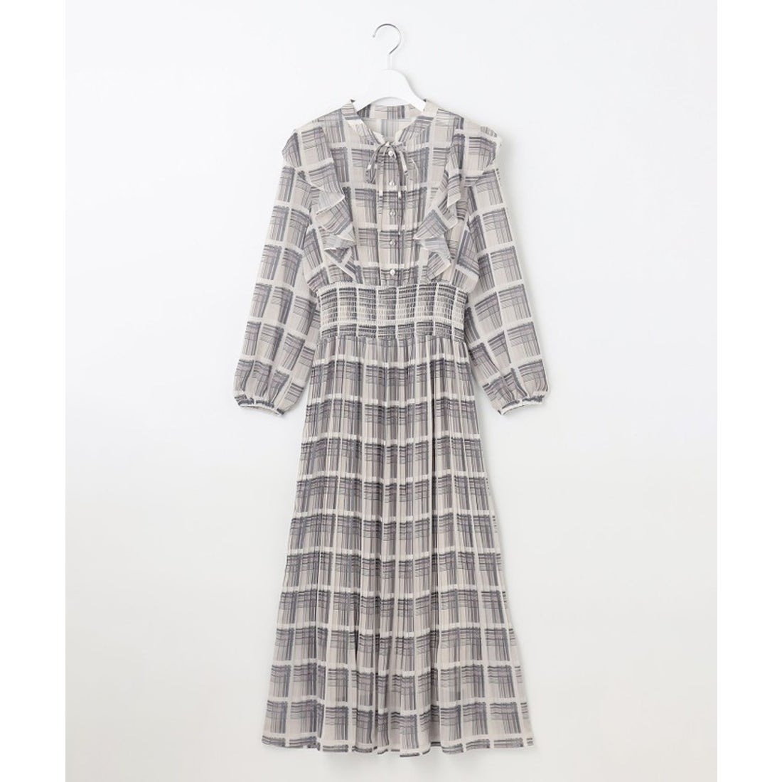 フェルゥ Feroux 【洗える】プリーツ ワンピース （ネイビー系