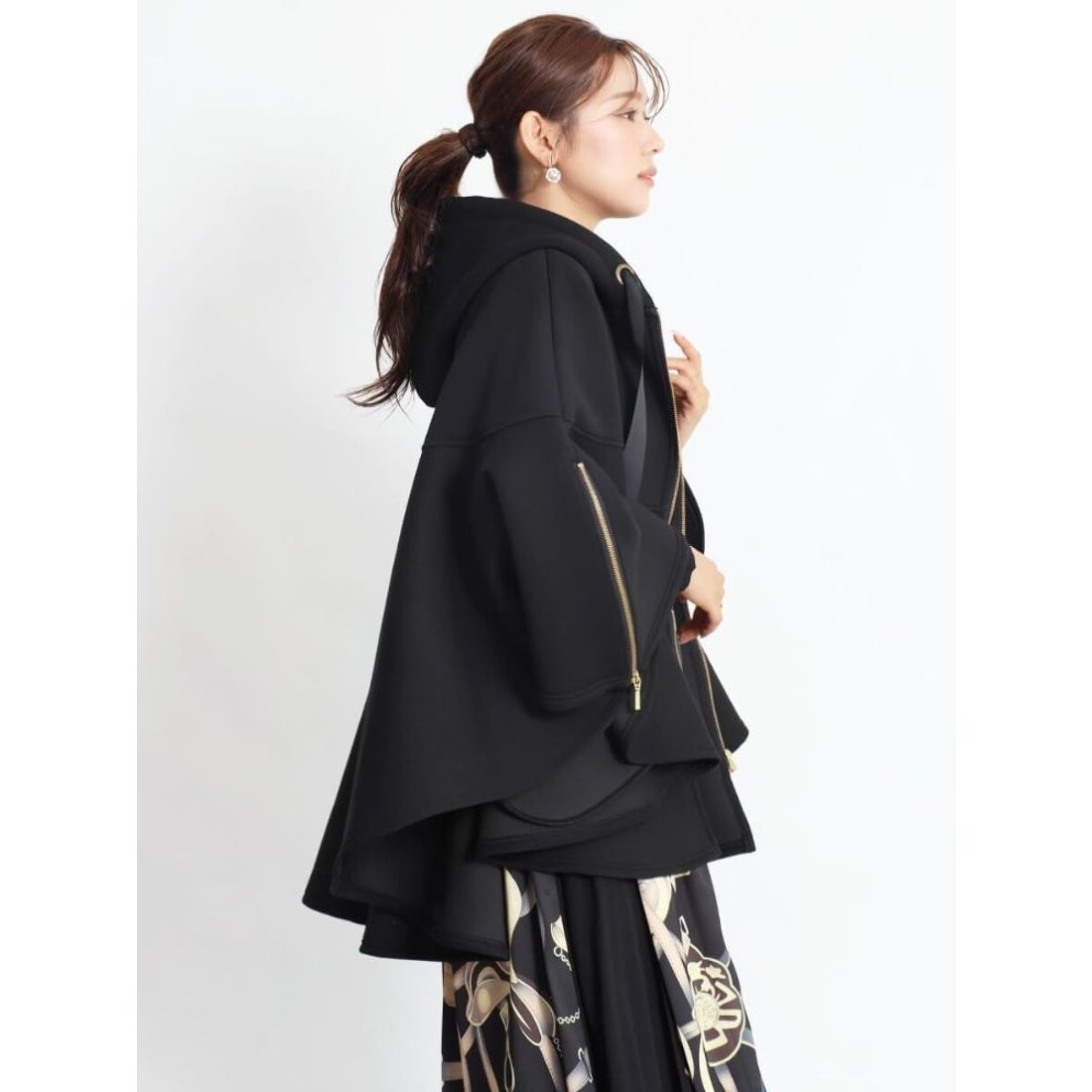 フェンネル FENNEL ダンボールニットフレアアウター （ブラック