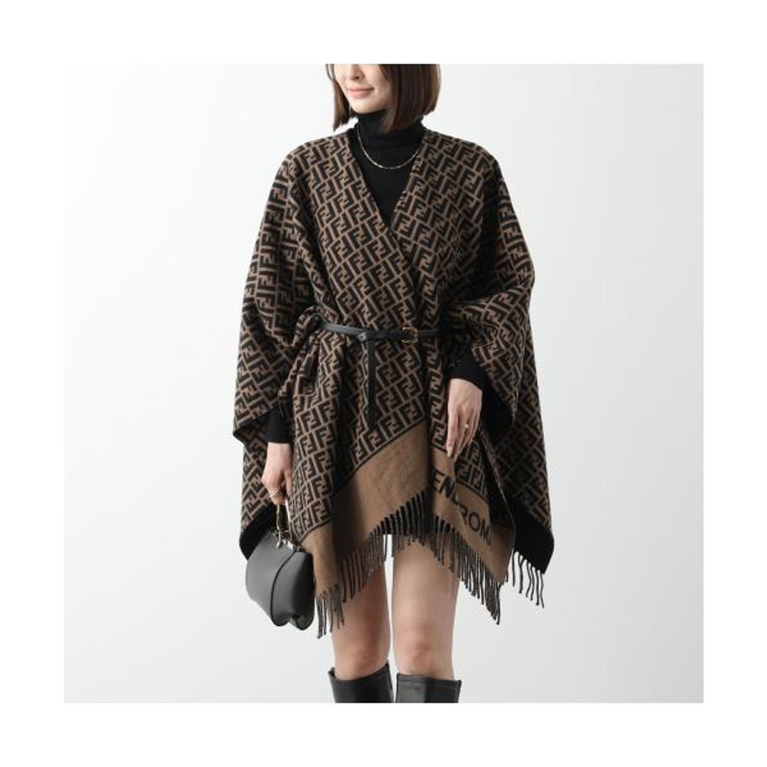 フェンディ FENDI FENDI ポンチョ FXX723 AQCW ケープ （F0QE1/TOBACCO