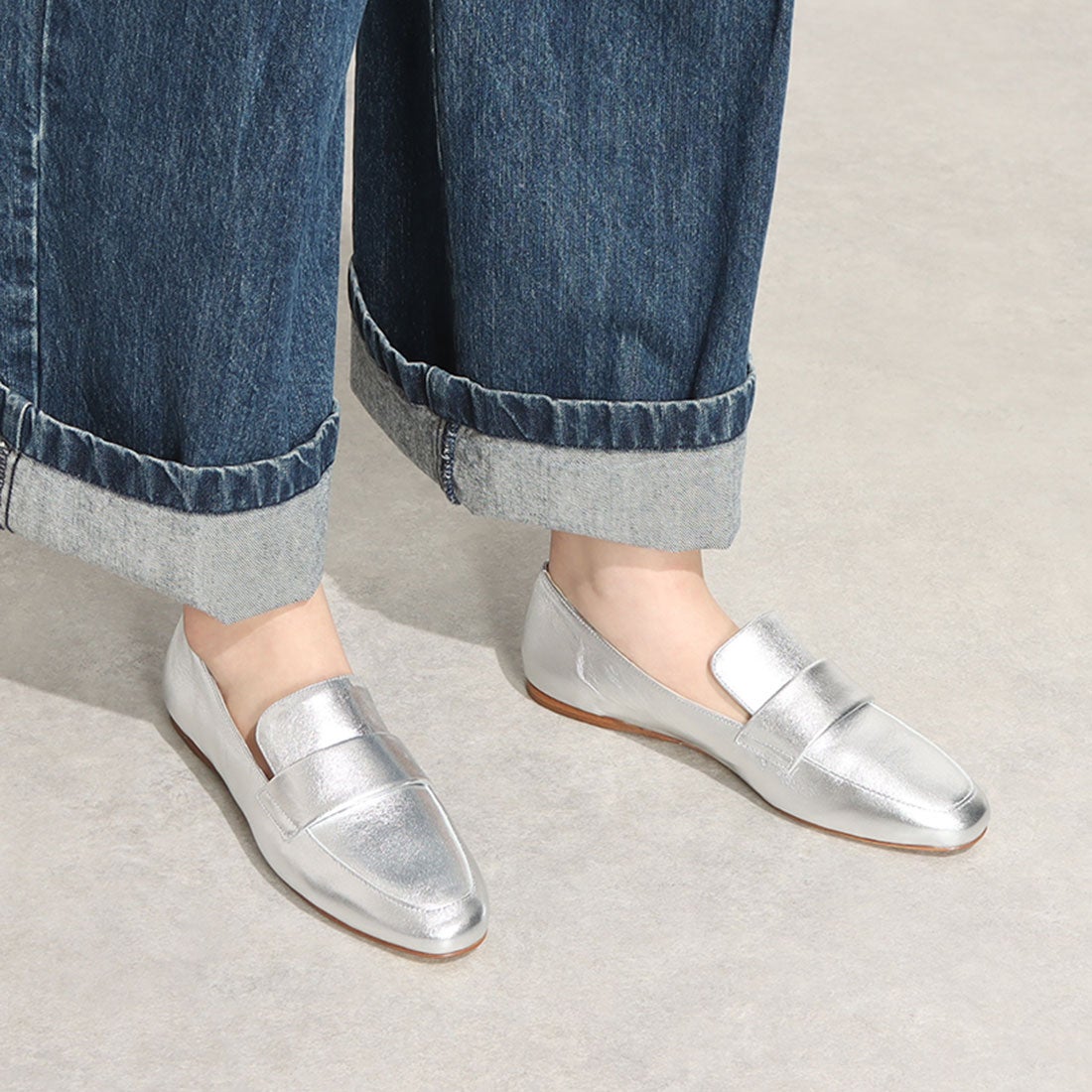 ○ファビオルスコーニ FABIO RUSCONI フラットローファー （ブラック