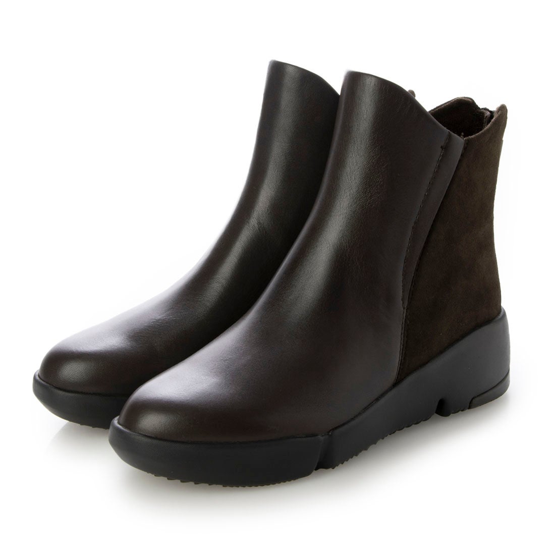 ソフトレザーミドルブーツ （ダークブラウン） -fitfit(フィット
