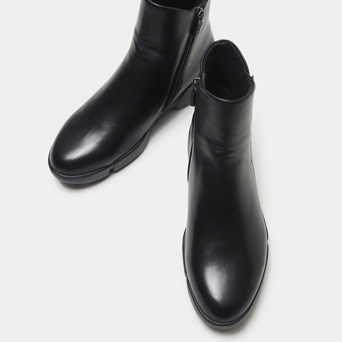 ソフトレザーミドルブーツ （ブラック） -fitfit(フィットフィット
