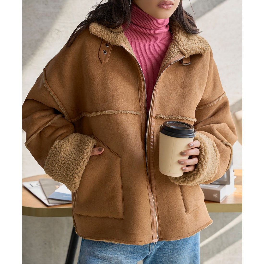 コウベレタス KOBE LETTUCE ムートンボアライダースコート [K1400