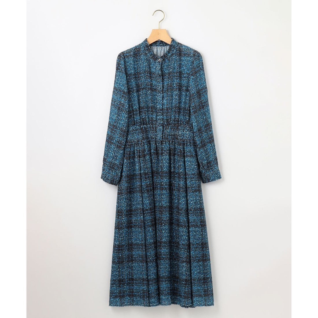 組曲 ギミックチェックツイード ワンピース （ネイビー系5） -靴