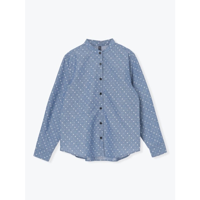 ハレノヒ Hare no hi 胸元ワンポイント刺繍シャツ （ライトブルー