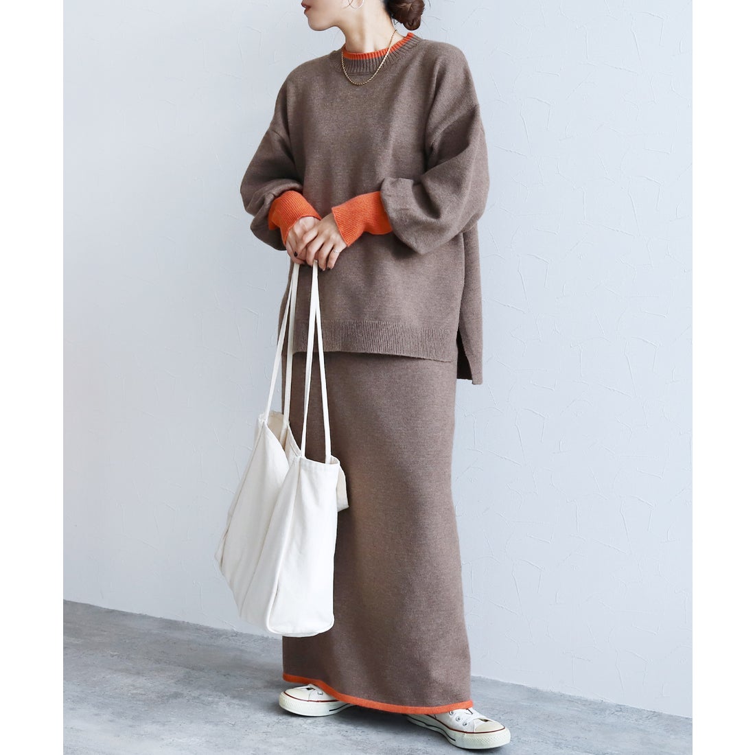 レカ reca 配色ニットプルオーバー×スカートセットアップ(dec-ch-2102