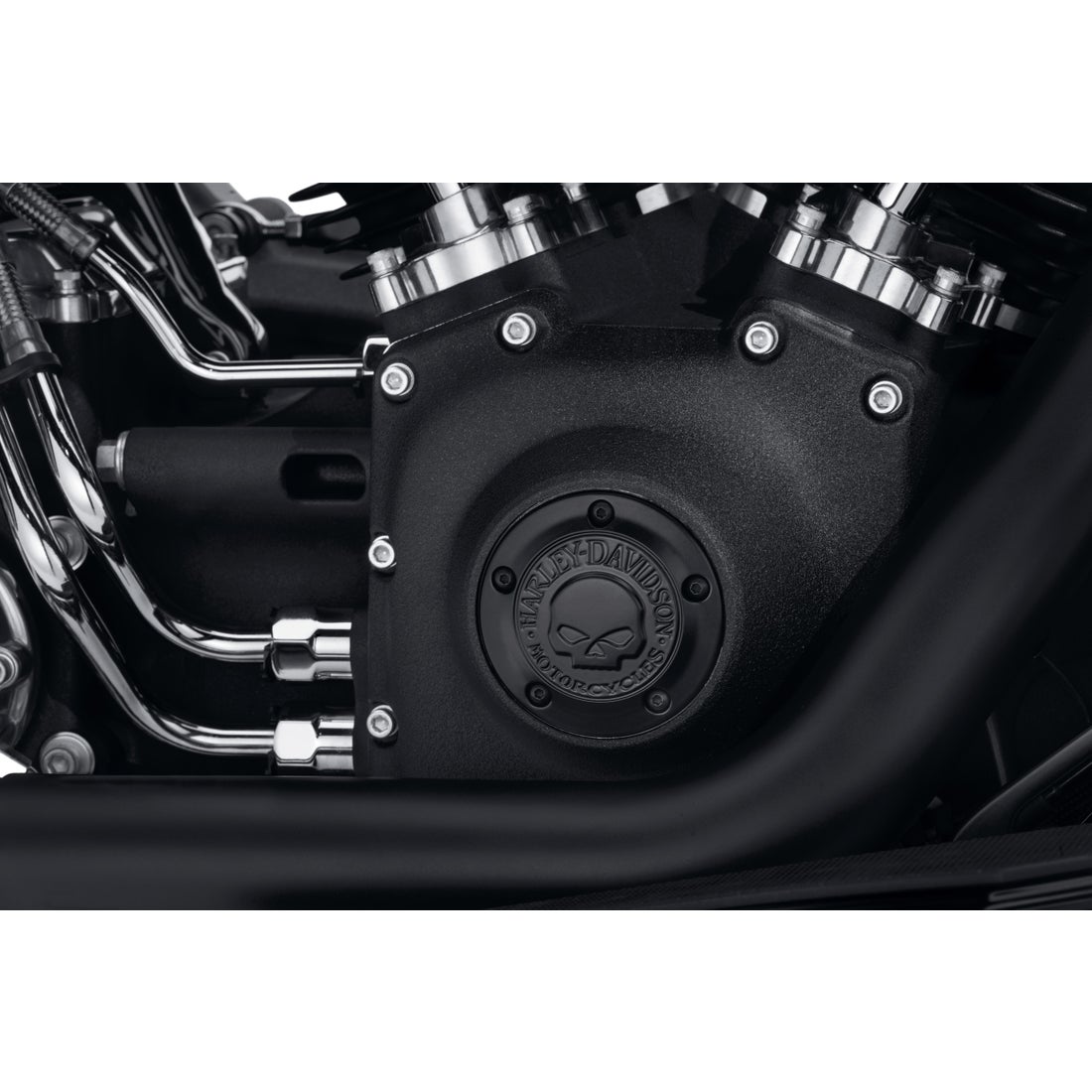 Willie G(TM) スカル タイマーカバー ブラック ツインカム -ハーレー