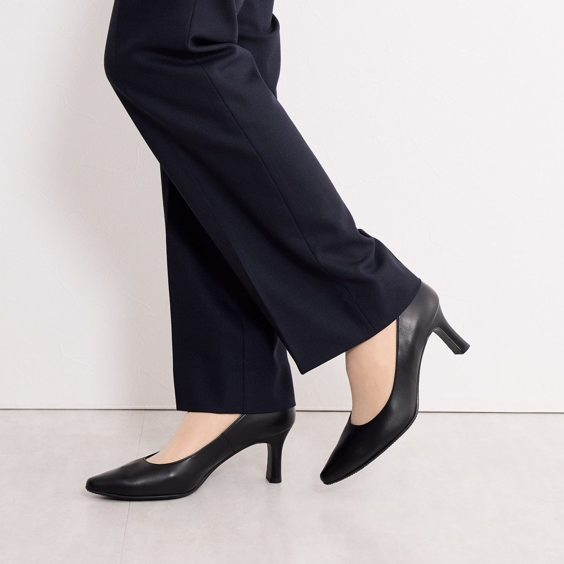 撥水レザー/冠婚葬祭や就活に】ヒミコ 卑弥呼 7cmヒールブラック