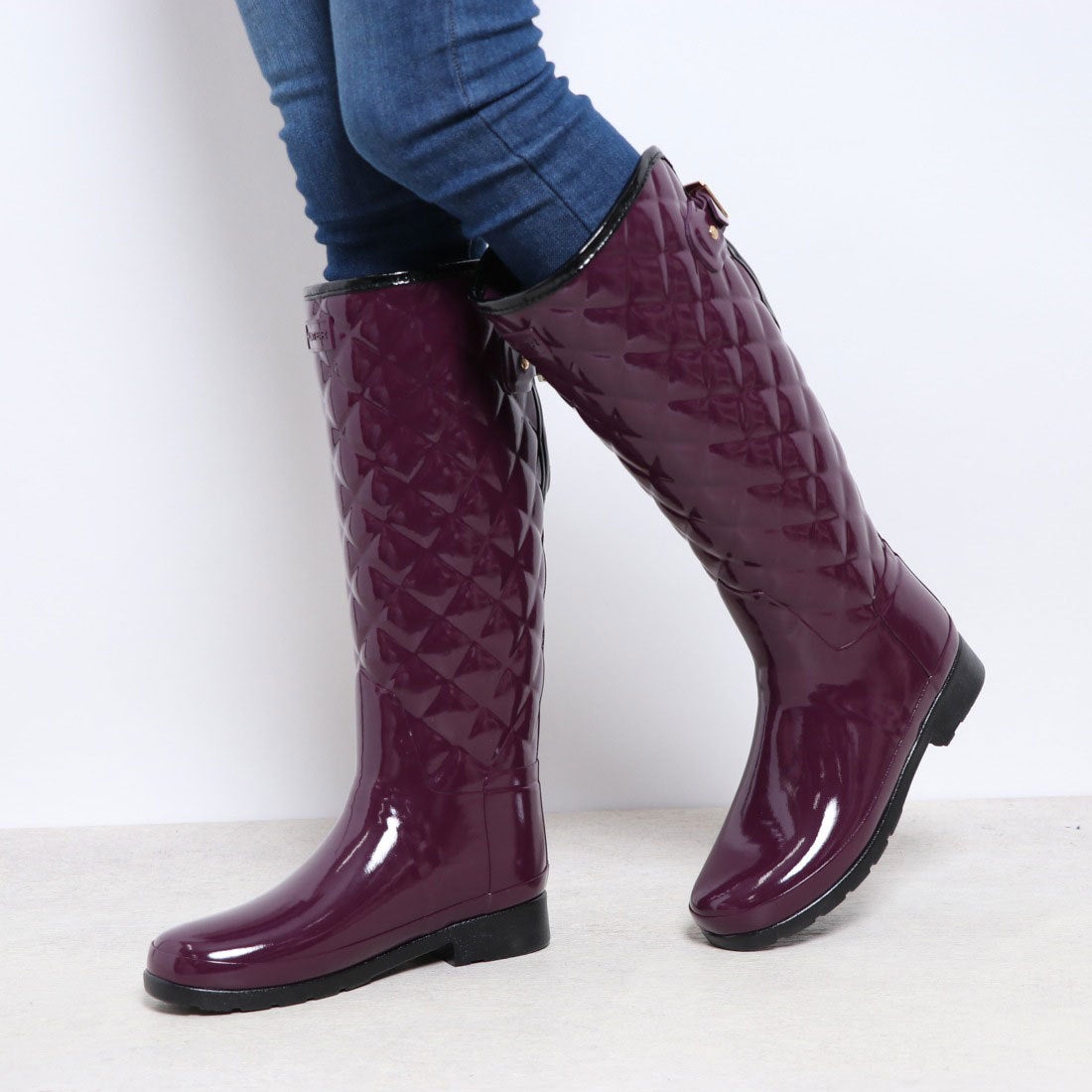ハンター HUNTER REFINED GLOSS QUILT TALL （BLK） -アウトレット通販