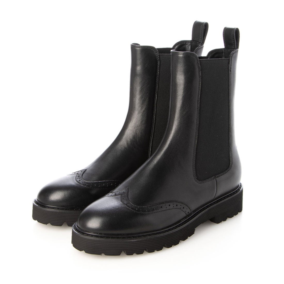 イング ing 【本革】ウイングチップサイドゴアブーツ （ブラック