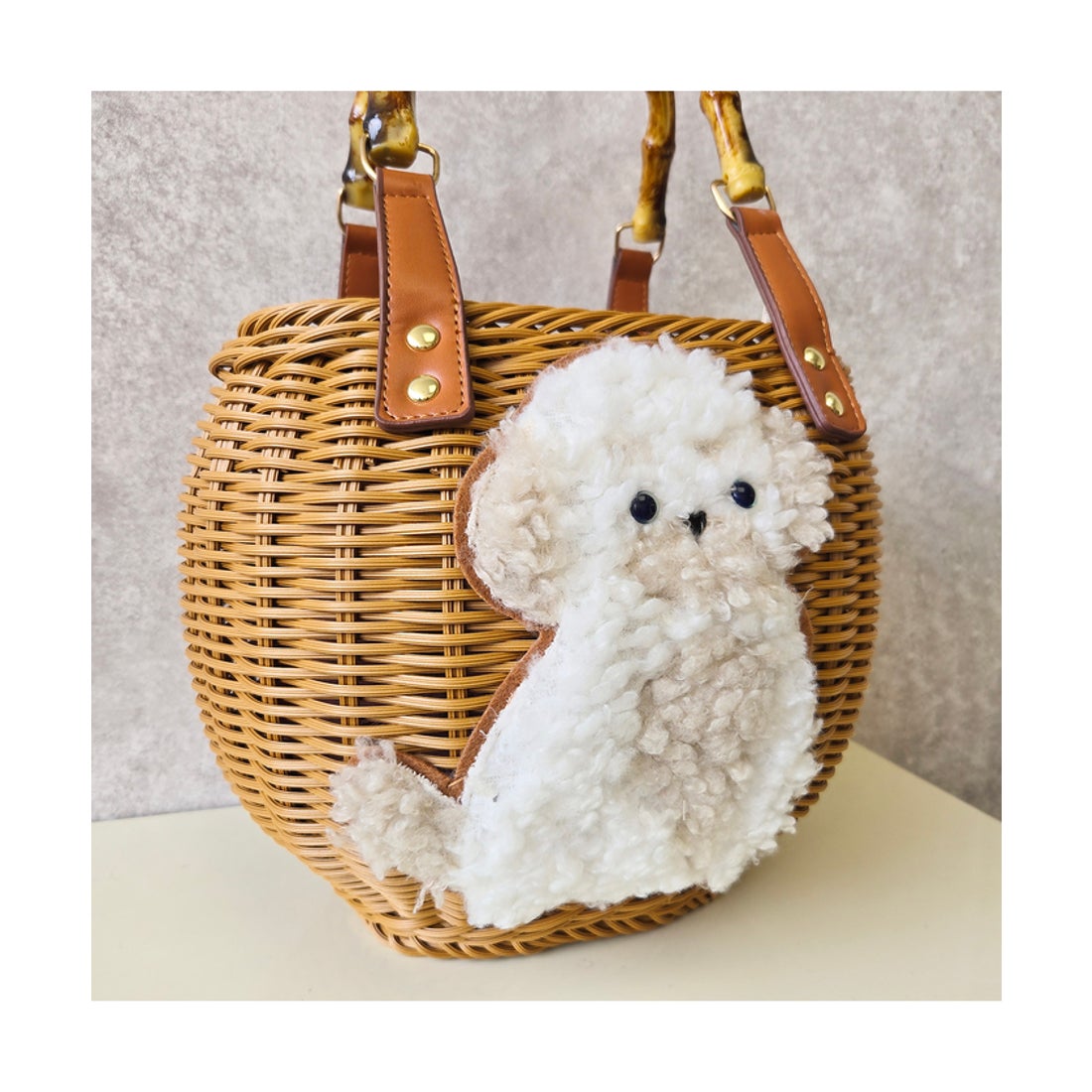 ジョリープッペ Jolly Poupee トイプードルかごバッグ （オフ