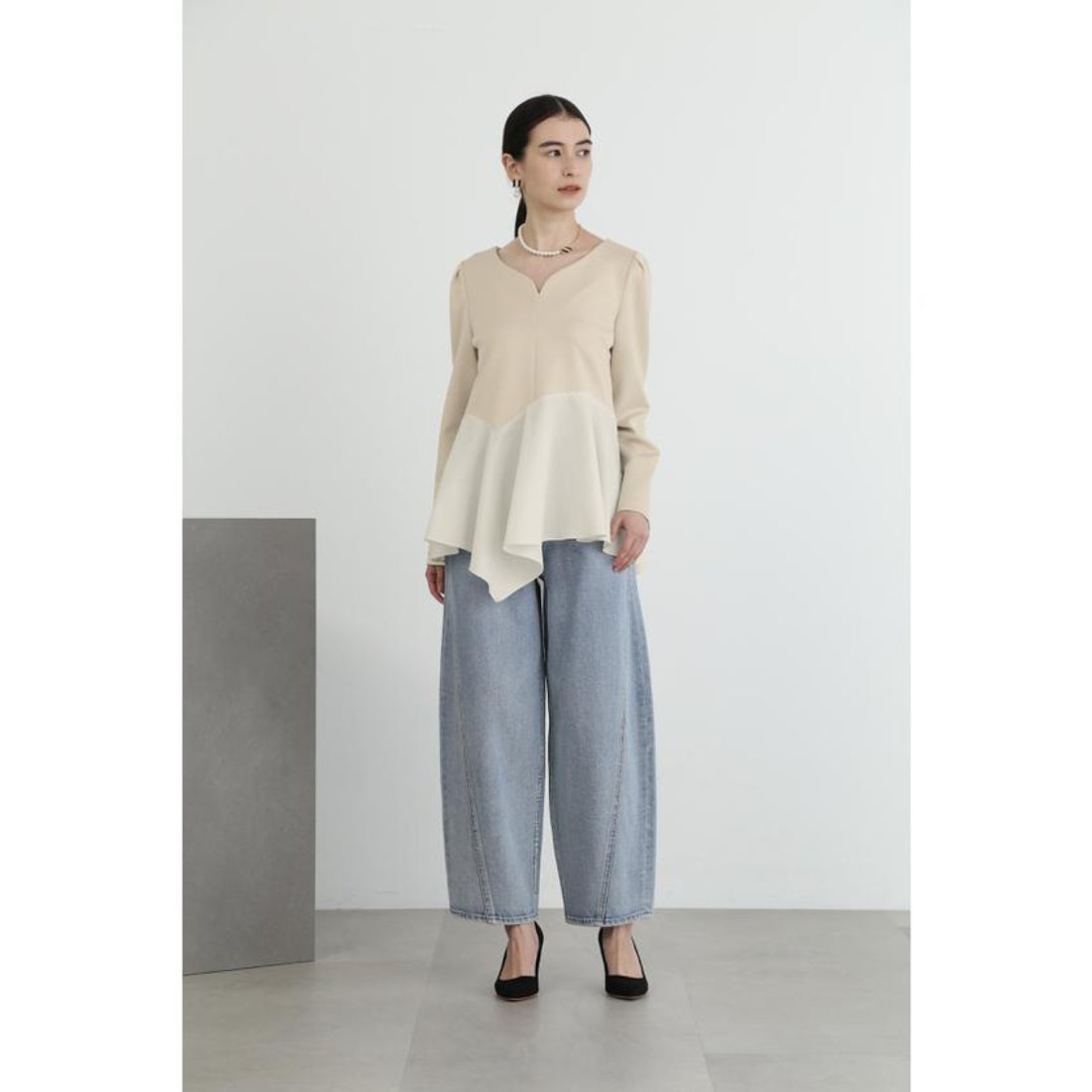 ジル スチュアート JILL STUART ストレッチダブルクロスタフタコンビ