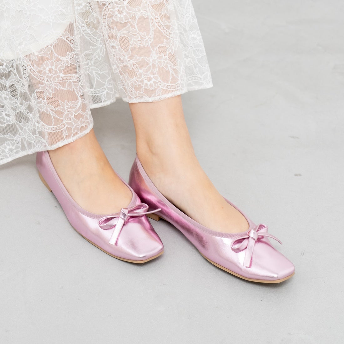 レイン対応】スクエアトゥバレエシューズ(RB7002A) （ブラック