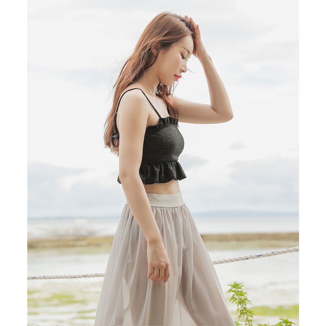 レースレディース Lace Ladies シースルースカート付きビキニ水着3点