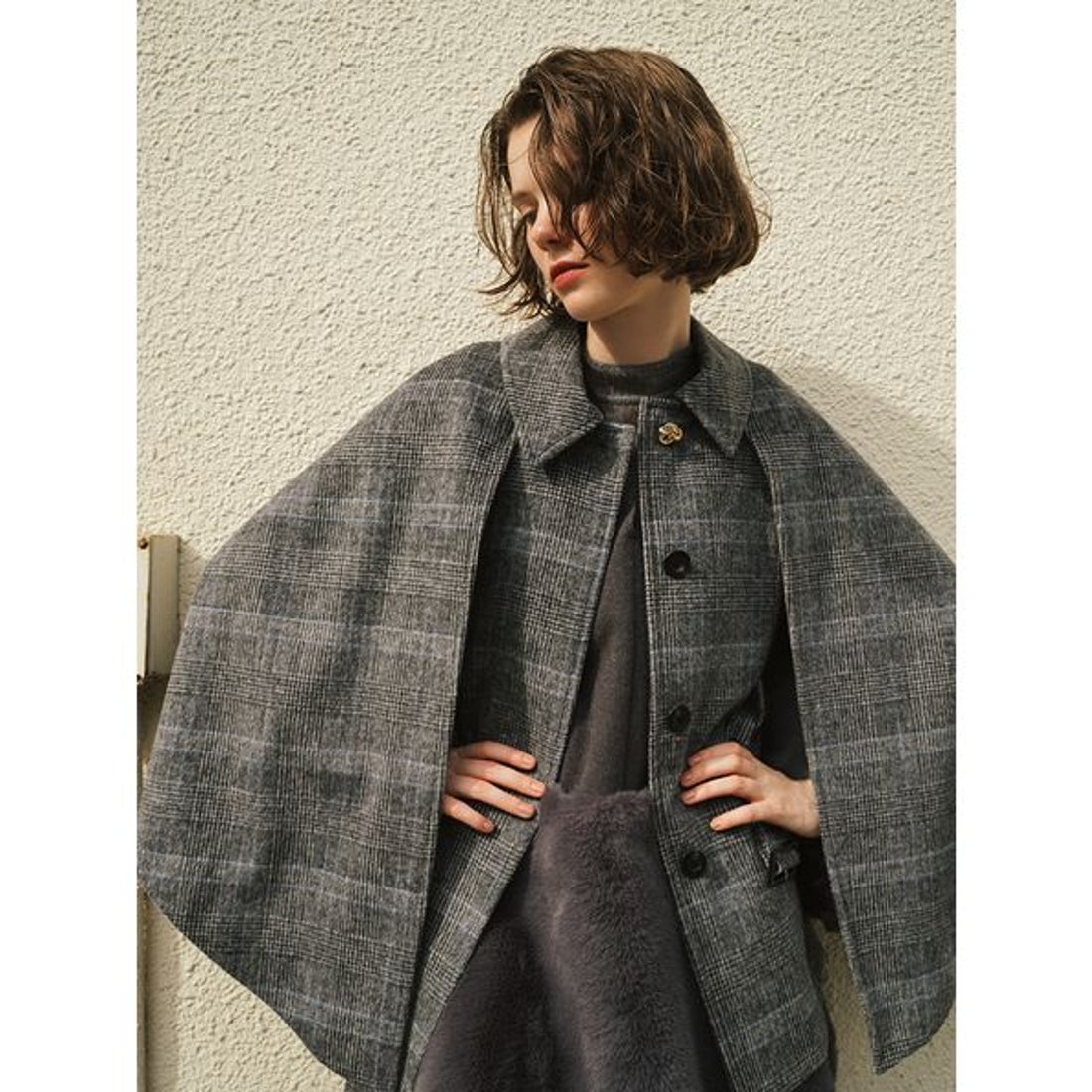 リリーブラウン LILY BROWN ミドル丈ケープコート （DNVY） -靴