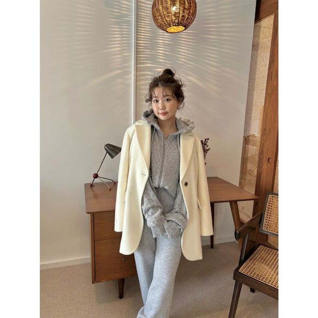 リリーブラウン LILY BROWN ベルト付きシャギーオーバージャケット