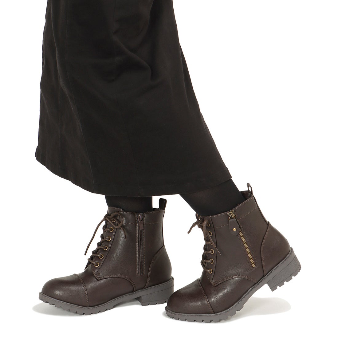 ル ソン Le son 防水レースアップショートブーツ （ブラック） -靴