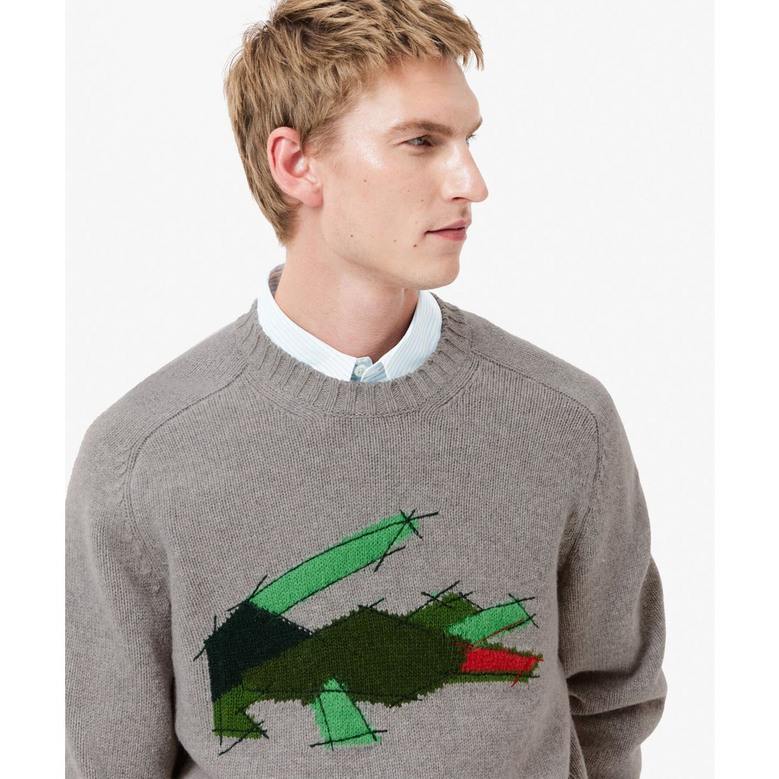 ラコステ LACOSTE グラフィカルワニロゴジャカードニットセーター