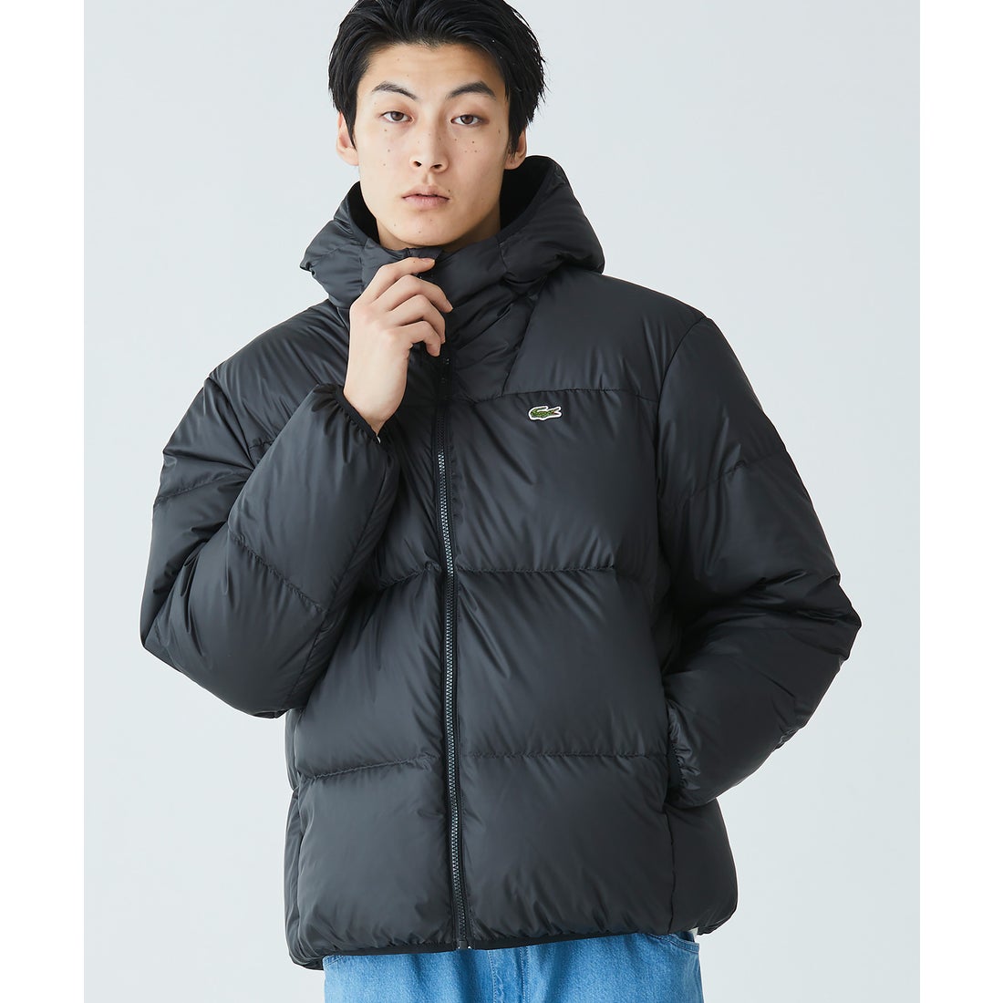 ラコステ LACOSTE バックステッチダウンジャケット（ブラック