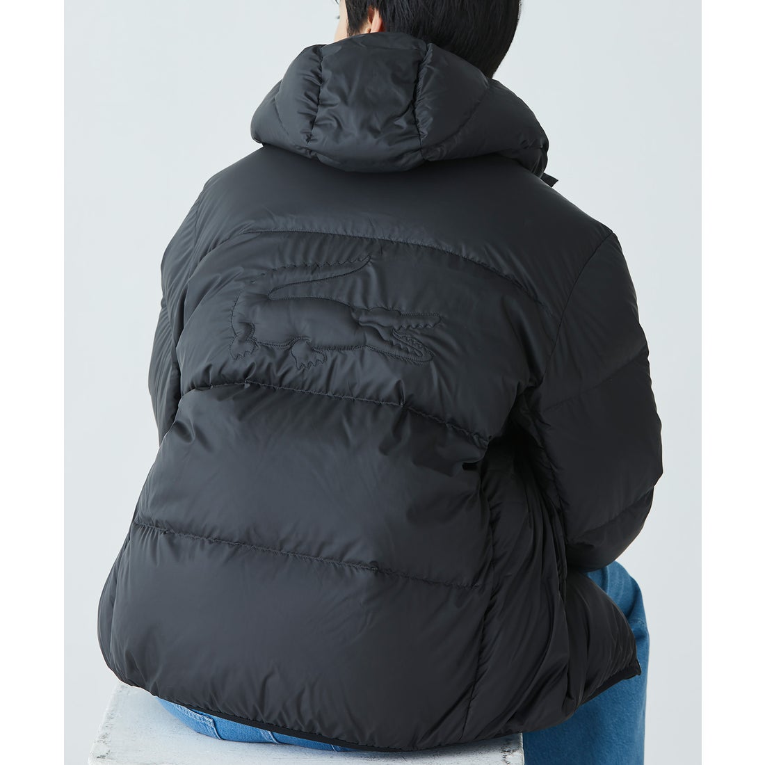 ラコステ LACOSTE バックステッチダウンジャケット（ブラック