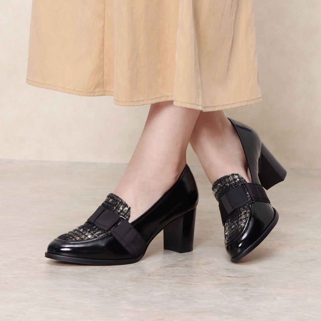 ランバン オン ブルー LANVIN en Bleu リボンモチーフヒールアップ