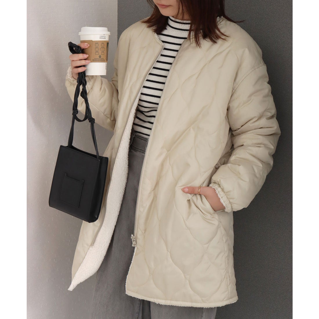 リベル モア libelle more 中綿キルト×裏ボアリバーシブルコート