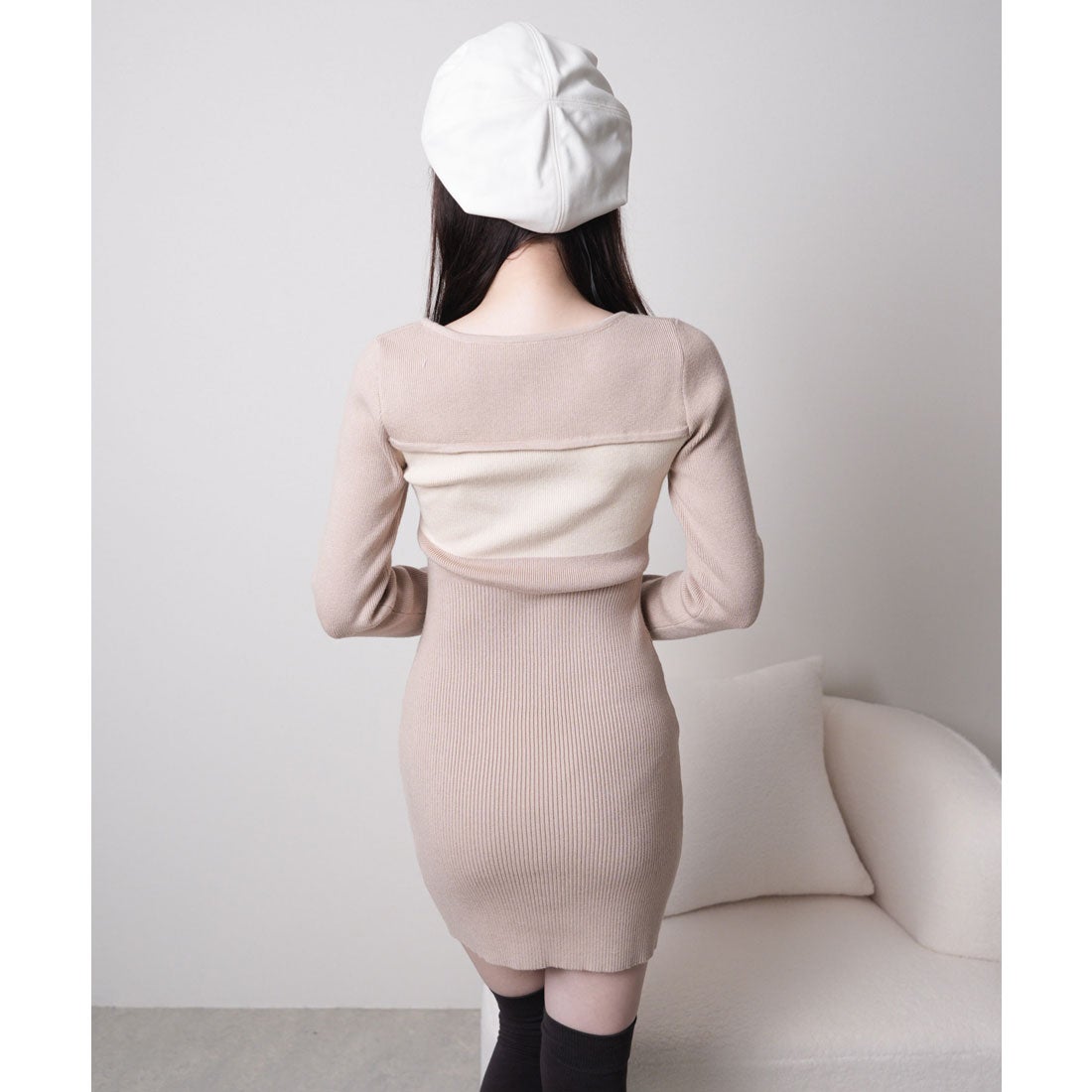 リップサービス LIP SERVICE デコルテオープンバイカラーリボンニット