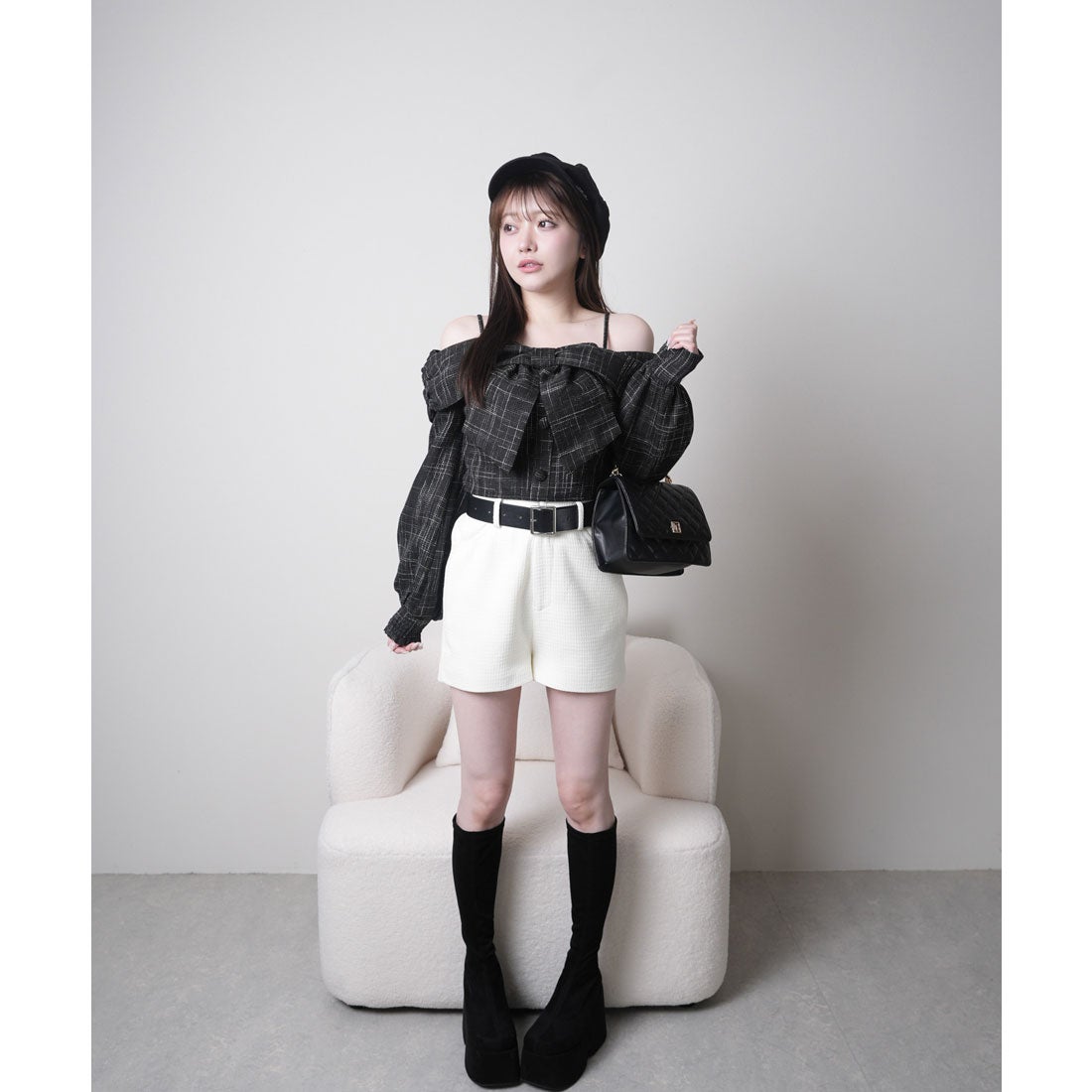 リップサービス LIP SERVICE リボンオフショルロングスリーブトップス