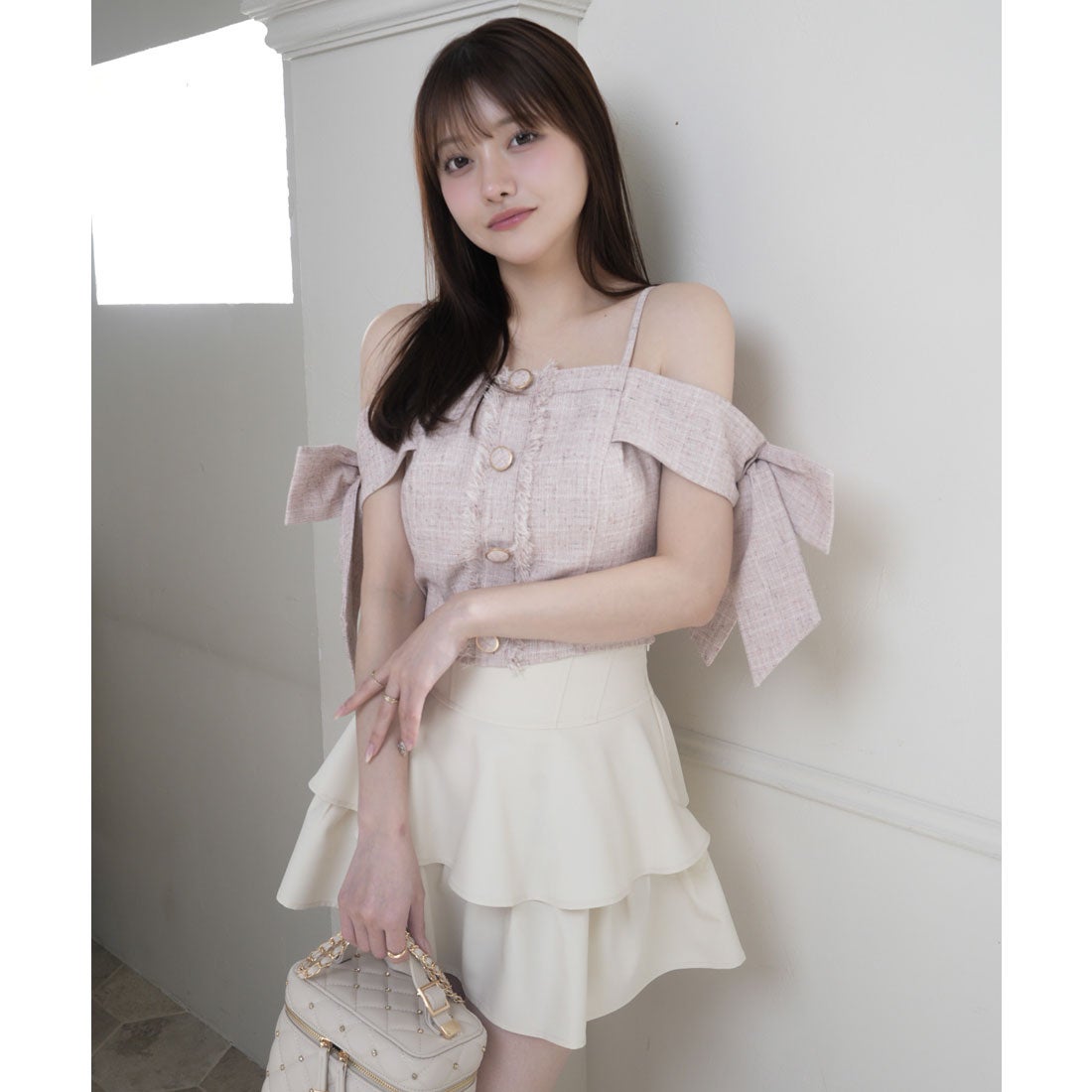 リップサービス LIP SERVICE サイドリボンオフショルトップス （ピンク